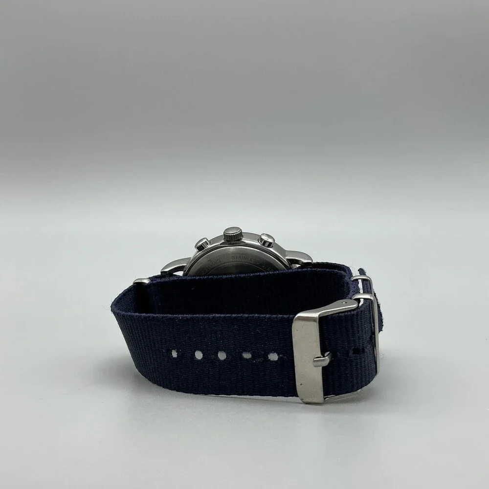 Timex Indiglo Chronograph Mens Watch 40mm Blue Dial Blue Date New Battery